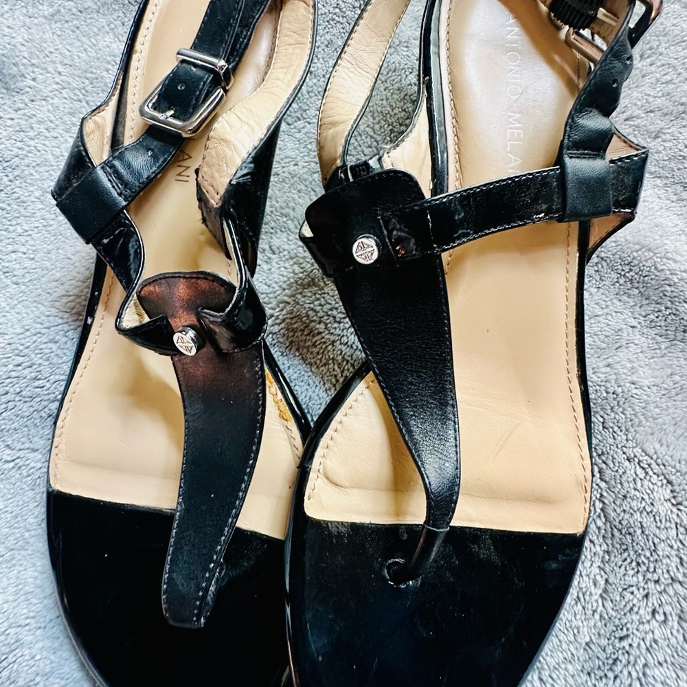 ANTONIO MELANI Black Leather Sandals